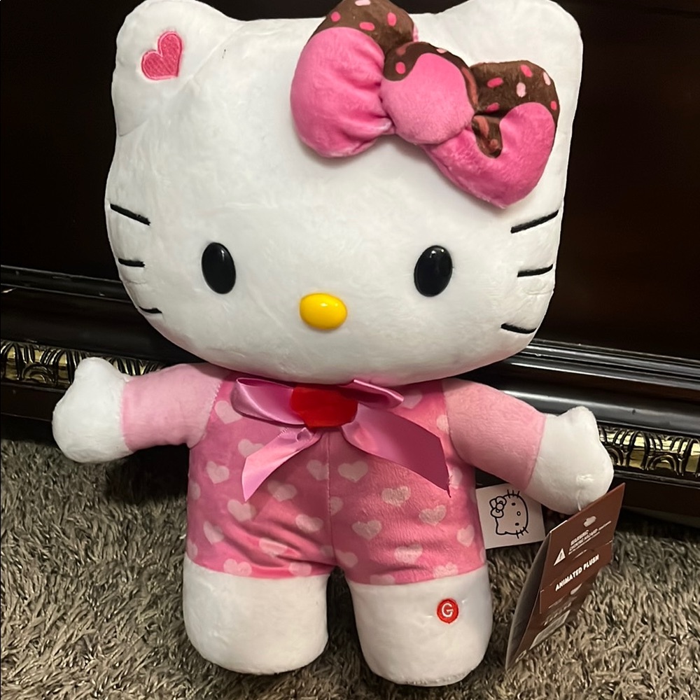Hello Kitty Plush Toy with Pink Bow